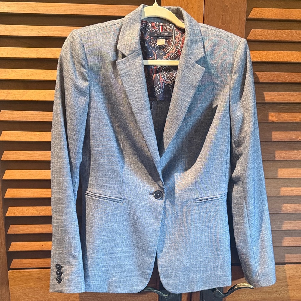 Tommy Hilfiger Light Gray Single-Button Blazer